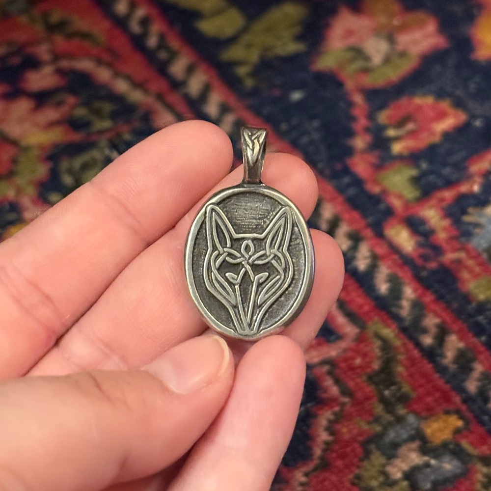 Silver Fox Pendant Necklace - silver tone